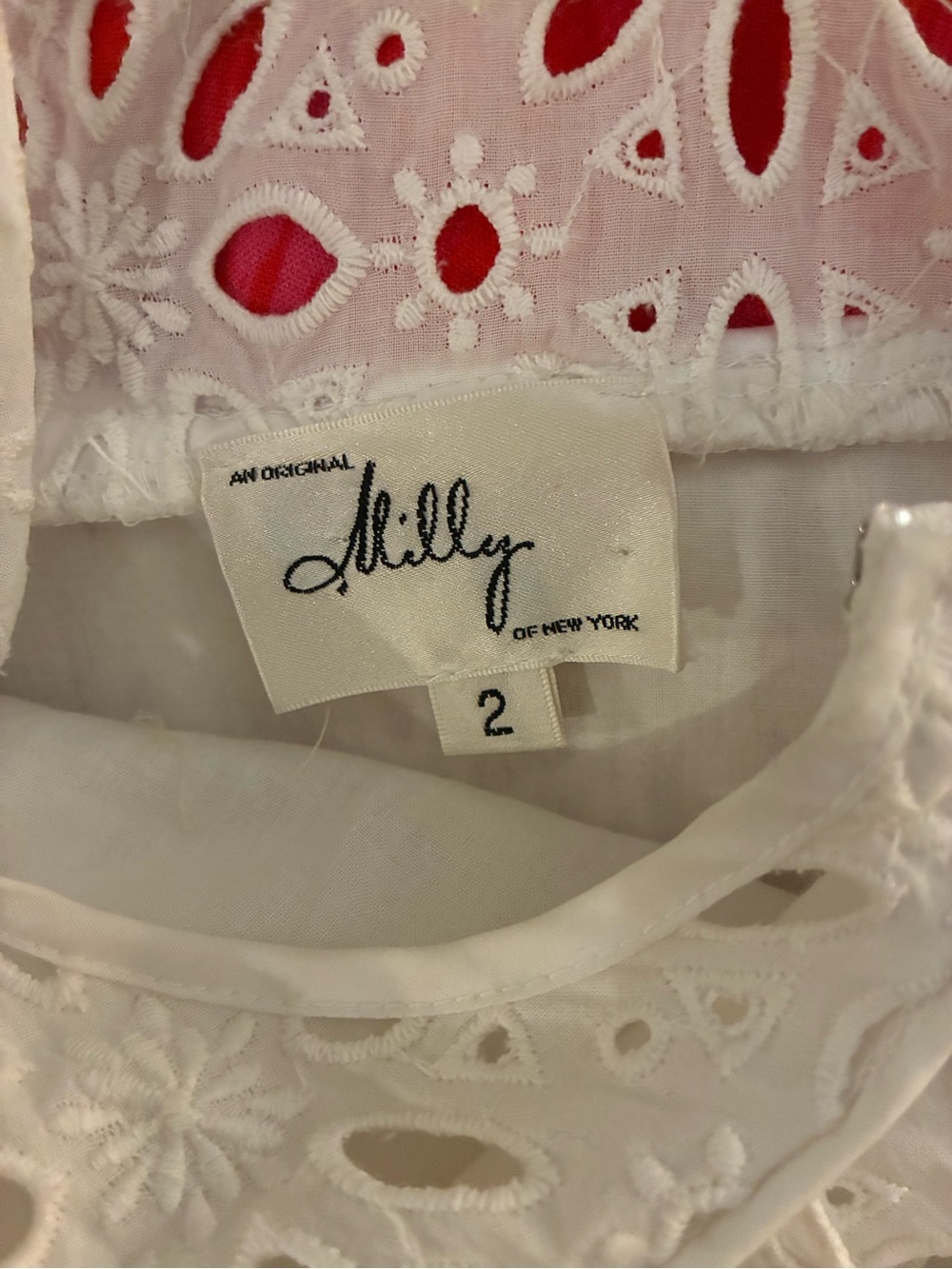 Vintage Milly Dress - White Eyelet, High-Neck Babydoll - Size 2
